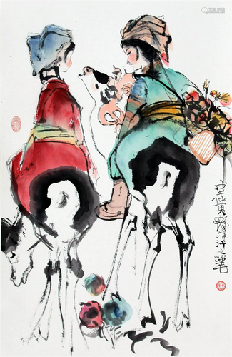 THE CHINESE PAINTING OF TWO BEAUTY, MARKED BY CHENGSHIFA