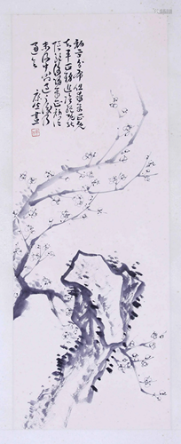 THE CHINESE PAINTING OF INK PLUM BLOSSOM, MARKED BY KANGSHEN...