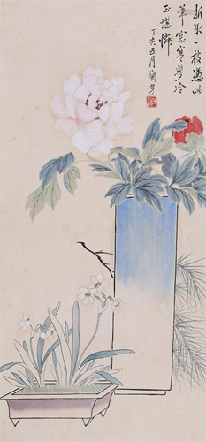 THE CHINESE PAINTING OF FLOWER, MARKED BY MEILANFANG