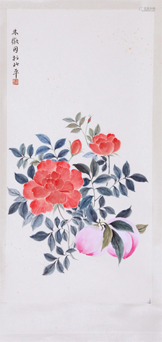 THE CHINESE PAINTING OF DOUBLE LONGEVITY, MARKED BY LINHUIYI...