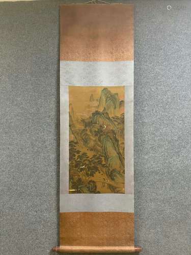 A Vertical-hanging Landscape Chinese Ink Painting by Qiu Yin...