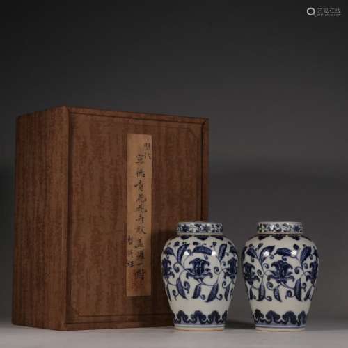 Xuande Period of Chinese Ming Dynasty Blue and White Flowers...
