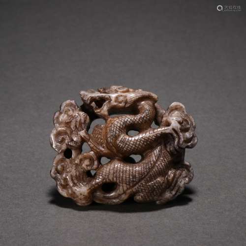 Chinese Ming Dynasty  Burnt Jade Dragon Pattern Belt Buckle
