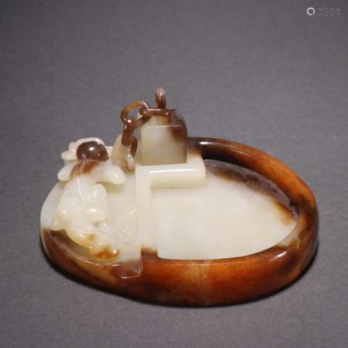 Chinese Qing Dynasty  Hetian Jade Pebble Brush Lick Seal
