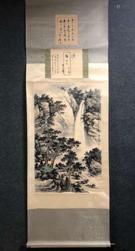 A Vertical-hanging Landscape Chinese Ink Painting by Huang J...