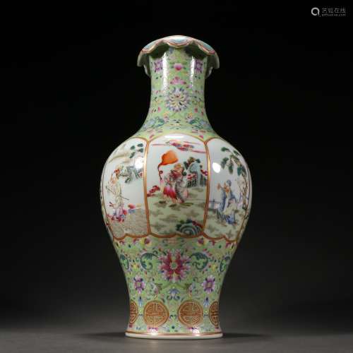 Chinese Qing Dynasty  Famille Rose Eight Gods Pattern Vase