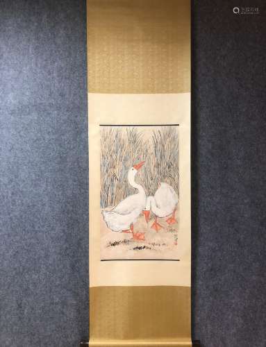A Vertical-hanging Goose Chinese Ink Painting by Xv Beihong