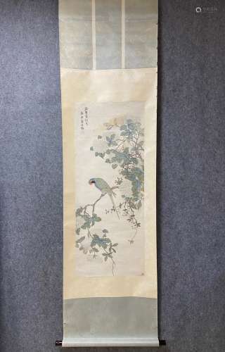 A Vertical-hanging Flower and Bird Chinese Ink Painting by J...
