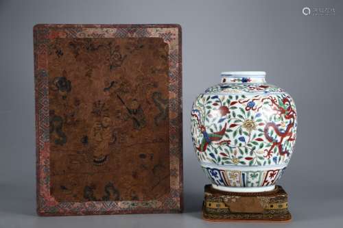 Chinese Ming Dynasty  Clashingcolor Dragon and Phoenix Patte...