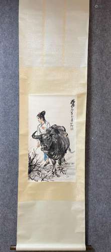 A Vertical-hanging Character Chinese Ink Painting by Huang Z...