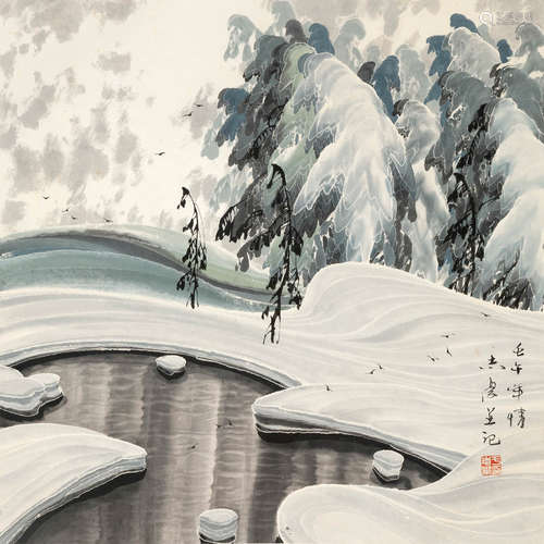 于志学 壬午（2002）年作 雪景 设色纸本 镜片