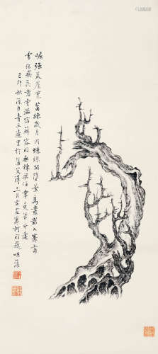 郭味蕖 己卯（1939）年作 古树 水墨纸本 立轴