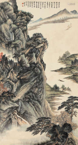 郑午昌 癸未（1943）年作 杜甫诗意图 设色纸本 立轴