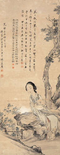 杨德春（吴梅观、刘三题） 辛丑（1901）年作 拟华秋岳笔意 设色纸本 立...