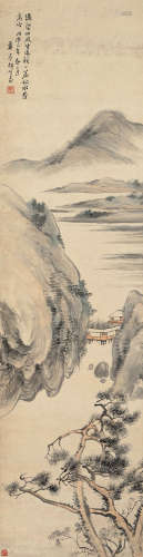 胡公寿 同治元年（1862）作 松风秋水 设色纸本 立轴