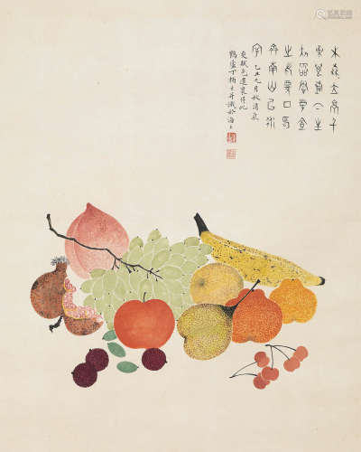 丁辅之 乙丑（1925）年作 蔬果 设色纸本 立轴