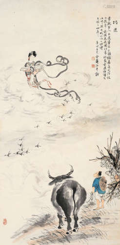 金寿石 庚戌（1910）年作 巧遇 设色纸本 立轴