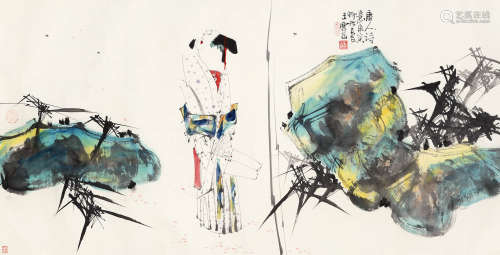 王西京 庚寅（2010）年作 唐人诗意 设色纸本 镜片