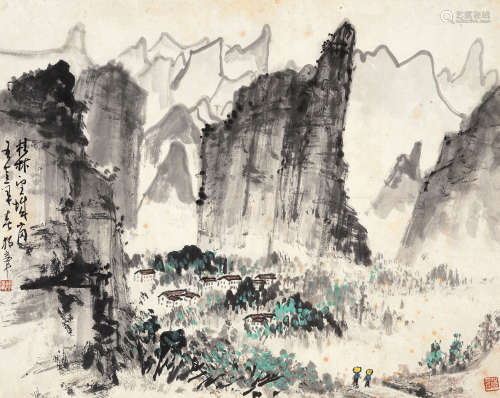 黄独峰 癸丑（1973）年作 桂林望城岗 设色纸本 镜片