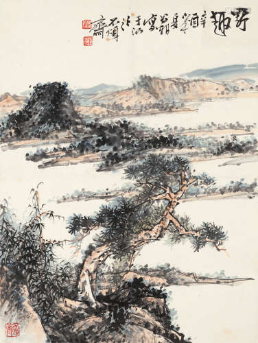 刘昌潮 辛酉（1981）年作 野趣 设色纸本 托片