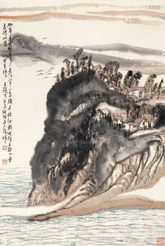 蔡天雄 癸亥（1983）年作 山水 设色纸本 镜片