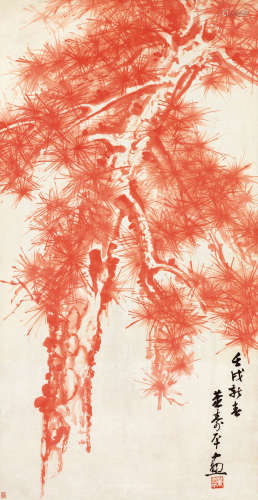 董寿平 壬戌（1982）年作 松树 设色纸本 镜片