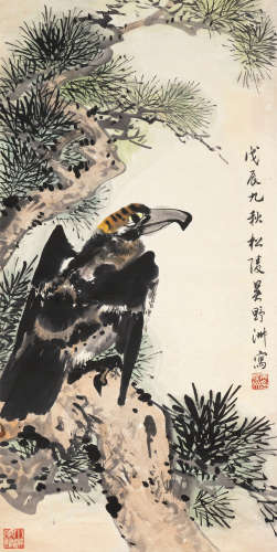 吴野洲 戊辰（1988）年作 花鸟 设色纸本 镜片