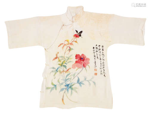 张大千 辛卯（1951）年作 芍药图 设色绢本 丝绸上衣