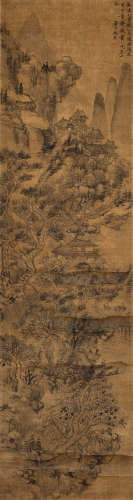 沈周 乙酉（1465）年作 山居图 水墨绢本 立轴