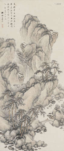 王学浩 辛酉（1801） 松柏同春图 设色纸本 立轴