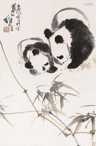 刘继卣 壬戌（1982） 玩乐图 设色纸本 立轴
