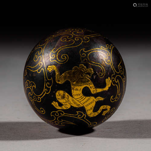 Han Dynasty of China,Crystal Inlaid Gold Play Ball