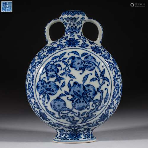 Qing Dynasty of China,Qianlong Blue and White Binaural Flat ...