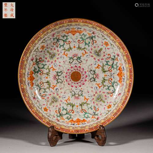 Qing Dynasty of China,Xianfeng Famille Rose Porcelain Plate