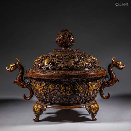 Ming Dynasty of China,Bronze Gilt Incense Burner