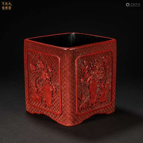 Qing Dynasty of China,Qianlong Lacquerware Square Vessel