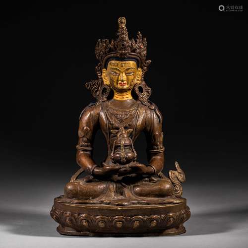 Qing Dynasty of China,Copper Clay Gold Buddha Statue