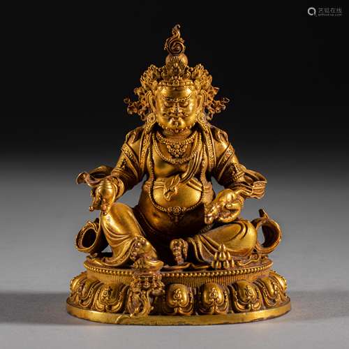 Qing Dynasty of China,Bronze Gilt Statue of the God of Wealt...