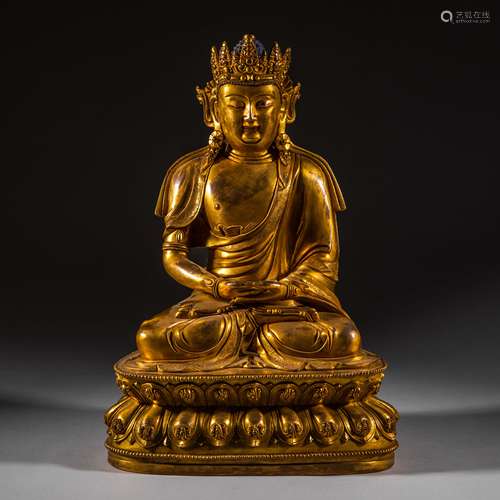 Ming Dynasty of China, Bronze Gilt Buddha Statue