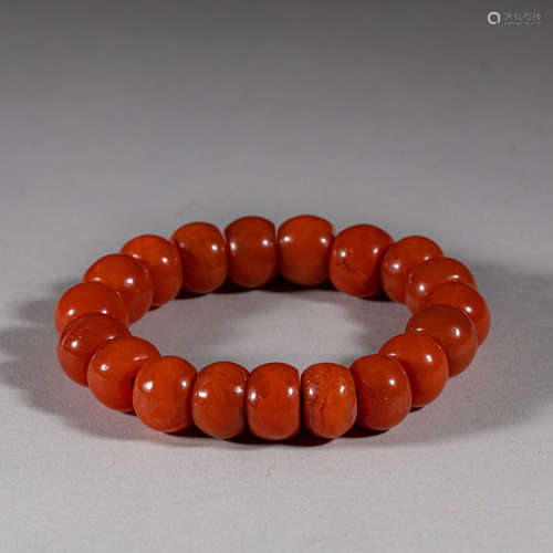 Tang Dynasty of China,Nanjiang Red Agate Flat Bead String