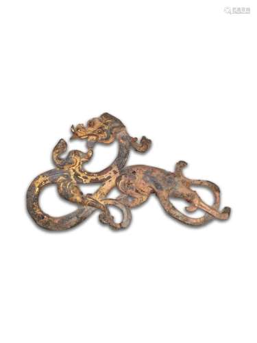 東漢 青銅貼金龍形飾件