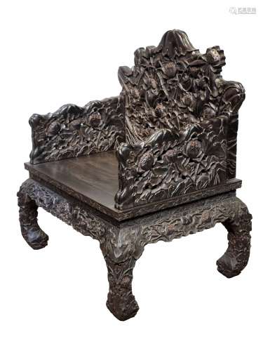CHINESE ROSEWOOD THRONE, QING DYNASTY