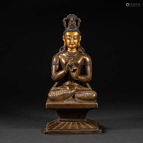 CHINESE BRONZE GILDED BUDDHA STATUE, QING DYNASTY