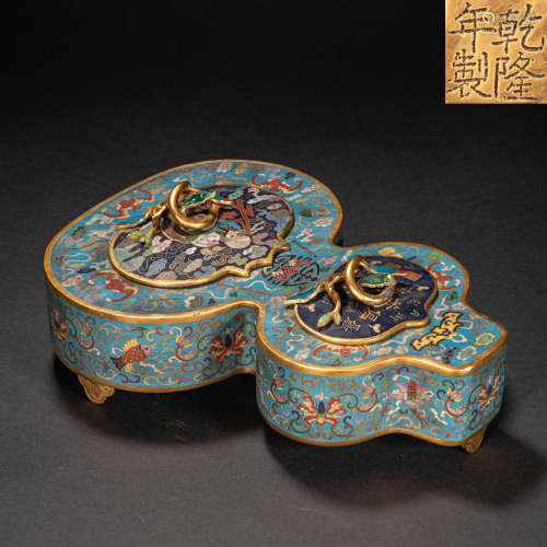 CHINESE CLOISONNÉ BLUE GOURD BOX, QING DYNASTY