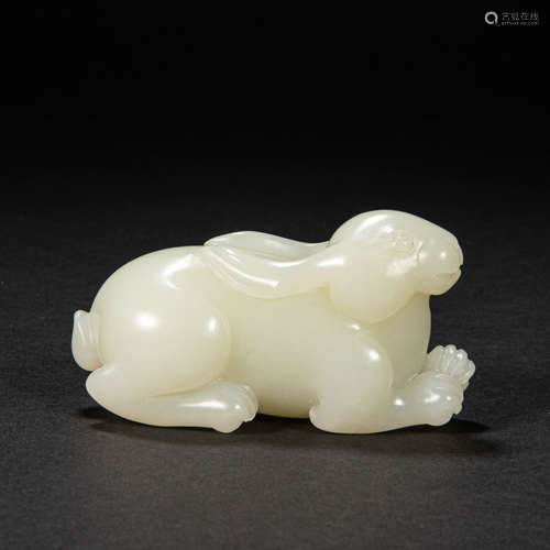 CHINESE HETIAN JADE  RABBIT, QING DYNASTY