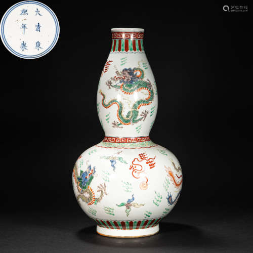 CHINESE MULTICOLORED GOURD BOTTLE, QING DYNASTY