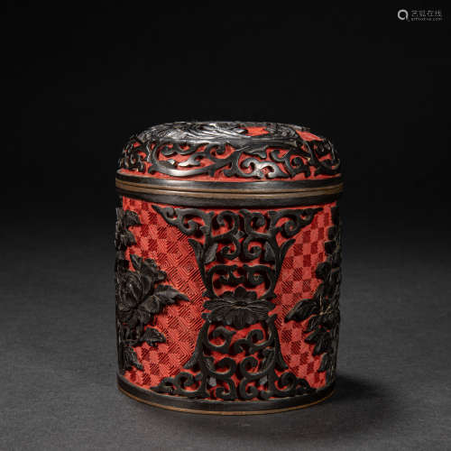 CHINESE LACQUERWARE LID BOX, QING DYNASTY