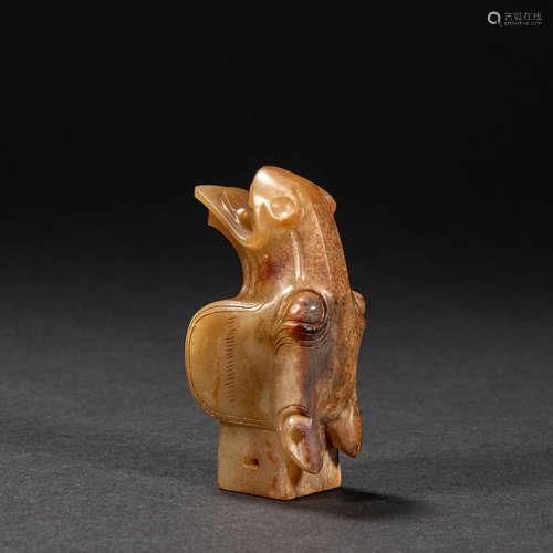 CHINESE HETIAN JADE  SCEPTER HEAD, HAN DYNASTY