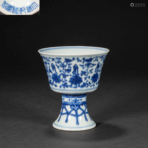 CHINESE BLUE AND WHITE GOBLET, QING DYNASTY