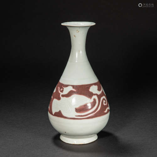 CHINESE UNDERGLAZED RED  POT, YUAN DYNASTY